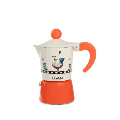  Egan - Modello: Cocoricò - Caffettiera moka in alluminio - Colore: Arancione - SKU: 228070 - Codice EAN: 8052278335522 