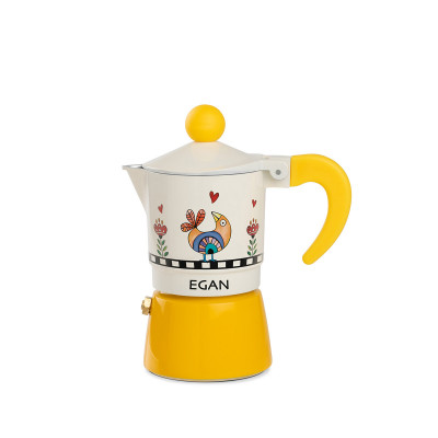  Egan - Modello: Cocoricò - Caffettiera moka in alluminio - Colore: Giallo - SKU: 228069 - Codice EAN: 8052278335515 