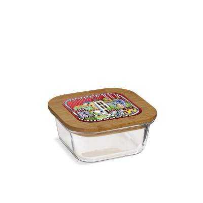  Egan - Modello: Paese Mio - Contenitore in vetro con coperchio in bamboo - Colore: Rosso - SKU: 121037 - Codice EAN: 8055267586912 