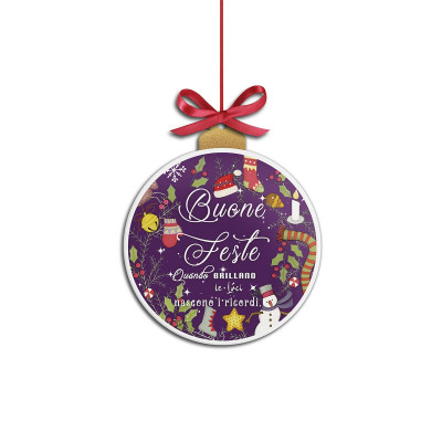  Egan - Modello: Pensieri & Parole - Decorazione per albero di natale "Buone Feste" - Colore: Viola - SKU: 120191 - Codice EAN: 8055267587957 