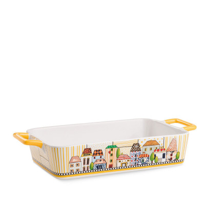  Egan - Pirofila grande in ceramica con manici "Paese Mio" - Colore: Giallo - SKU: 121022 - Codice EAN: 8055267582013 