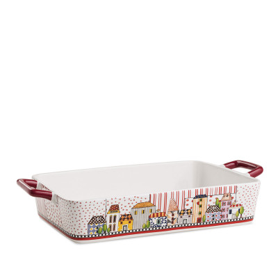  Egan - Pirofila grande in ceramica con manici "Paese Mio" - Colore: Rosso - SKU: 121023 - Codice EAN: 8055267582020 