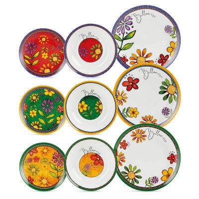  Egan - Modello: Bellamore - Servizio di piatti completo 18 pezzi in porcellana dal design elegante - Colore: Multicolore - SKU: 226039 - Codice EAN: 8059018039863 