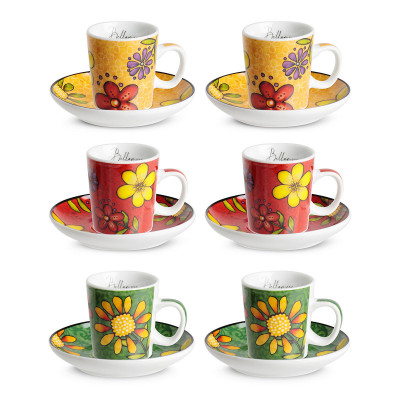  Egan - Bellamore - Set 6 tazzine di caffè in porcellana dal design moderno - Colore: Multicolore - SKU: 226037 