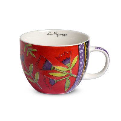  Egan - Le Pupazze - Tazza da colazione in porcellana dal design moderno - Colore: Rosso - SKU: 214036 