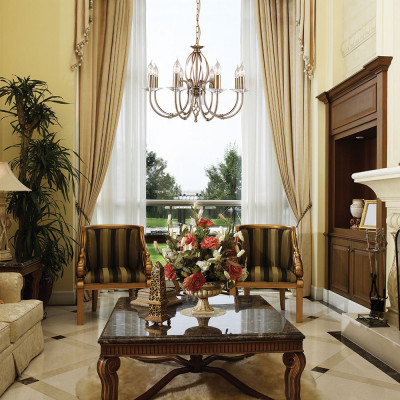  Elstead Lighting - Modello: Aegean - Lampadario classico regolabile in altezza grande con otto braccia in acciaio - Attacco Lampadina: E14 - 8 Lampadine - Watt 60W - Dimmerabile: NO - Grado di Protezione: IP20 - Classe Energetica: A - SKU: AG8 