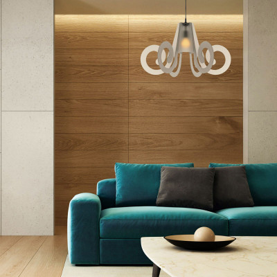  Emporium - Modello: Ricciolo - Lampada a sospensione con diffusore in plexiglass - Attacco Lampadina: E27 - 1 Lampadina - Watt 70W - Dimmerabile: NO - Grado di Protezione: IP20 - SKU: E120064 
