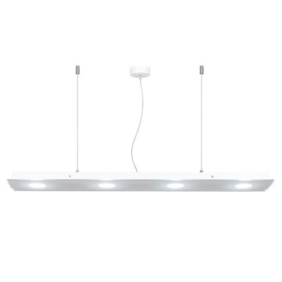  Emporium - Modello: Domino - Lampada a sospensione con diffusore rettangolare moderno in plexiglass a 4 luci - Colore: Bianco - Attacco Lampadina: GX53 - 4 Lampadine - Watt 8W - Dimmerabile: NO - Grado di Protezione: IP20 - SKU: E120024008 - Codice EAN: 8023289580102 