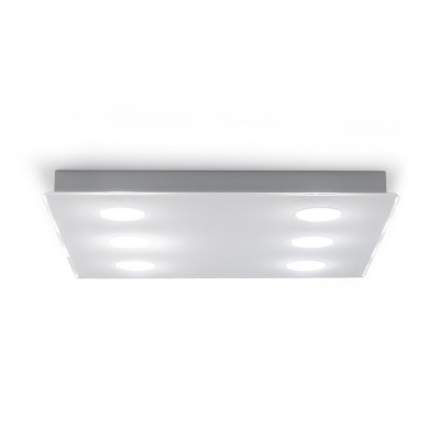  Emporium - Modello: Domino - Plafoniera quadrata con diffusore in plexiglass con 6 lampadine - Colore: Bianco - Attacco Lampadina: GX53 - 6 Lampadine - Watt 8W - Dimmerabile: NO - SKU: E120035008 - Codice EAN: 8023289696100 