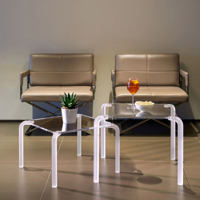  Emporium - Finny - Tavolino da solotto quadrato in plexiglass dal design moderno piccolo - Colore: Trasparente - SKU: E120226006 