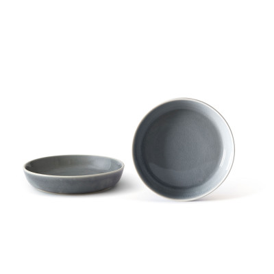 Evviva - Modello: Flora - Set 4 Piatti fondo in ceramica - Colore: Grigio - SKU: EVV-22460