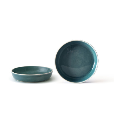 Evviva - Modello: Flora - Set 4 Piatti fondo in ceramica - Colore: Verde - SKU: EVV-22462