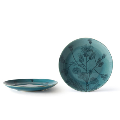  Evviva - Modello: Flora - Set 4 Piatti piani in ceramica - Colore: Verde - SKU: EVV-22457 