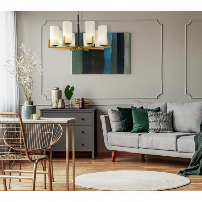  Maytoni - Modello: Fortano - Lampadario medio con otto diffusori in vetro in stile moderno - Colore: Ottone - Attacco Lampadina: E27 - 8 Lampadine - Watt 40W - Dimmerabile: NO - Grado di Protezione: IP20 - SKU: MOD089PL-08BS - Codice EAN: 4251110056241 