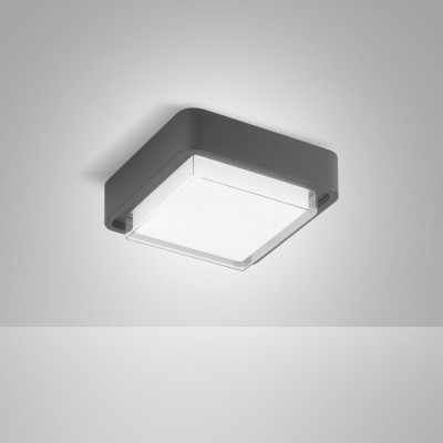  Fabas Luce - Modello: Diuk - Plafoniera a led da esterno con struttura quadrata in alluminio e acrilico - Colore: Grigio Scuro - Attacco Lampadina: Led Integrato - 1 Lampadina - Watt 12W - Lumen 1620 - Dimmerabile: NO - Gradi Kelvin 3000k Luce Calda - Grado di Protezione: IP65 - Classe Energetica: E - SKU: 6548-61-294 