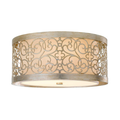  Feiss - Modello: Arabesque - Lampada a soffitto classica in acciaio con diffusore in vetro e tessuto a 2 luci - Colore: Argento - Attacco Lampadina: E27 - 2 Lampadine - Watt 40W - Dimmerabile: NO - Grado di Protezione: IP20 - Classe Energetica: A - SKU: FE-ARABESQUE-F - Codice EAN: 5024005607106 