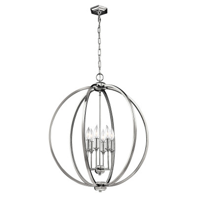  Feiss - Modello: Corinne - Lampada a sospensione moderna grande in acciaio con diffusore a 6 luci - Colore: Cromato - Attacco Lampadina: E14 - 6 Lampadine - Watt 60W - Dimmerabile: NO - Grado di Protezione: IP20 - Classe Energetica: A - SKU: FE-CORINNE-6P-L - Codice EAN: 5024005280316 
