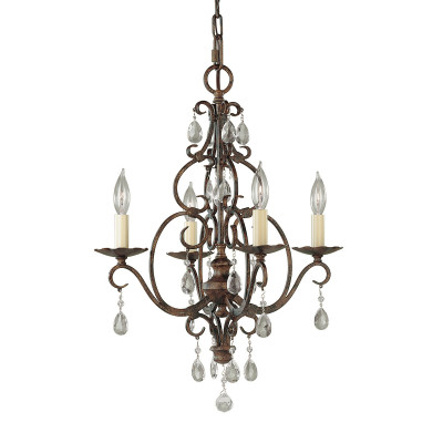  Feiss - Modello: Chateau - Lampadario medio in stile rustico in acciaio e dettagli in cristallo con 4 luci - Colore: Bronzo - Attacco Lampadina: E14 - 4 Lampadine - Watt 60W - Dimmerabile: NO - Grado di Protezione: IP20 - Classe Energetica: A - SKU: FE-CHATEAU4 - Codice EAN: 5024005004790 