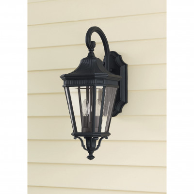  Feiss - Modello: Cotswold Lane - Lanterna da parete rustica media in alluminio con diffusore in vetro a 2 luci - Colore: Nero - Attacco Lampadina: E14 - 2 Lampadine - Watt 60W - Dimmerabile: NO - Grado di Protezione: IP44 - Classe Energetica: A - SKU: FE-COTSLN2-M-BK - Codice EAN: 5024005229612 