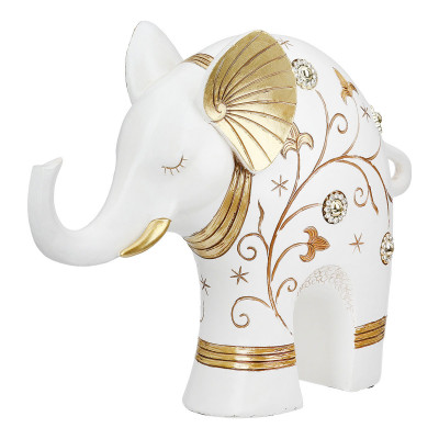  Gilde - Scultura da tavolo elefantino portafortuna - Colore: Bianco/Oro - SKU: 37806 - Codice EAN: 4063387378069 