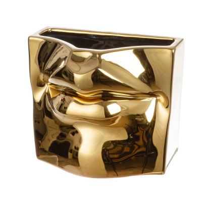  Gilde - Vaso in ceramica con bocca stilizzata - Colore: Oro - SKU: 59052 - Codice EAN: 4063387590522 