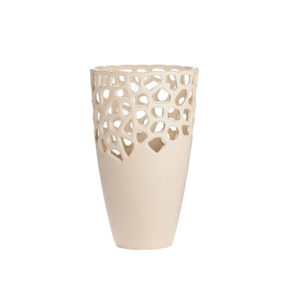  Gilde - Modello: Bologna - Vaso in ceramica svasato dal design moderno ed elegante - Colore: Crema - SKU: 34168 - Codice EAN: 4063387341681 