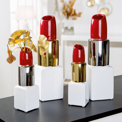  Gilde - Modello: Milano - Vaso piccolo in ceramica dal design moderno - Colore: Oro - SKU: 32487 - Codice EAN: 4063387324875 