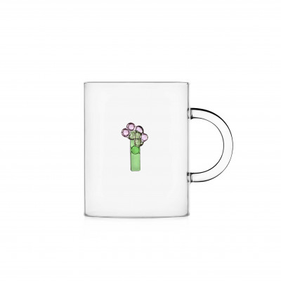  Ichendorf - GreenWood - Mug in vetro con alfabeto fiorito lettera "I" - Colore: Verde - SKU: 09352168M 