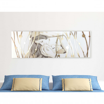  I Dettagli - Modello: Dea - Capezzale da parete in legno con incisioni a laser dal design moderno 150x50 - Realizzazione Quadro: Pannelli in Legno - SKU: PAN501501DEA 