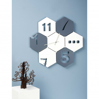  I Dettagli - Modello: Cementin - Orologio da parete in legno dal design moderno con struttura ad esagoni uniti - SKU: OR6065 