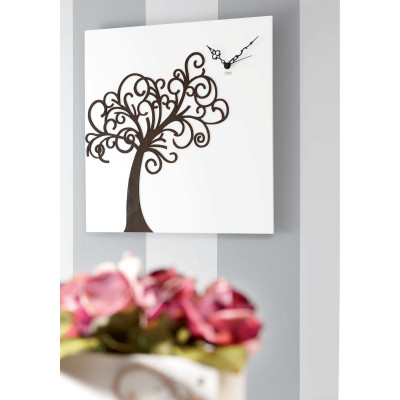  I Dettagli - Modello: Albero della Vita - Orologio da parete quadrato in legno con dettagli in rovere dal design moderno - Colore: Bianco - SKU: OR50501VITA 