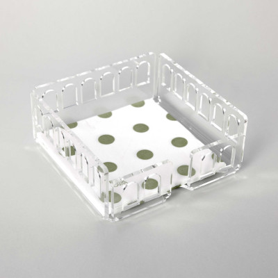  I Dettagli - Modello: Verona - Portatovaglioli porta salviettine orizzontale in plexiglass dal design moderno - Colore: Trasparente - SKU: CP921TR 