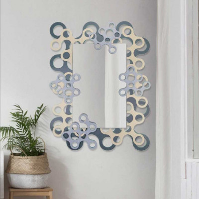  I Dettagli - Mole - Specchio da parete dal design moderno con cornice in legno traforata - Colore: Avio - SKU: SP100756MOL 