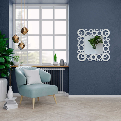  I Dettagli - Illusion - Specchio da parete piccolo con cornice in legno dalle linee moderne ed eleganti - Colore: Bianco - SKU: SP55551ILL 