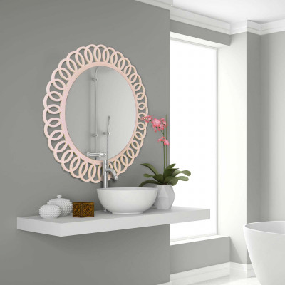  I Dettagli - Romy - Specchio da parete rotondo moderno con cornice in legno dalle linee eleganti - Colore: Cipria - SKU: SP808030RO 