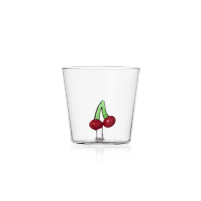  Ichendorf - Modello: Fruits and Flower - Bicchiere tumbler in vetro per acqua con ciliegie - Colore: Rosso - SKU: 09354241 