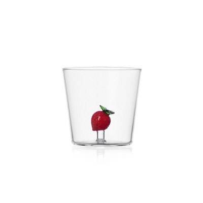  Ichendorf - Modello: Fruits and Flower - Bicchiere tumbler in vetro per acqua con fragola - Colore: Rosso - SKU: 09354240 