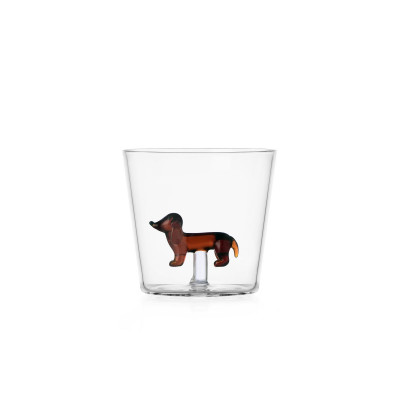  Ichendorf - Modello: Dogs - Tumbler in vetro con Bassotto - Colore: Marrone Scuro - SKU: 09354293-2 - Codice EAN: 8032397065661 