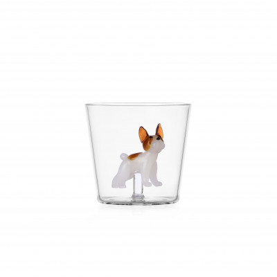  Ichendorf - Modello: Dogs - Tumbler in vetro con French Bulldog - Colore: Bianco/Marrone - SKU: 09354296-2 - Codice EAN: 8032397065722 