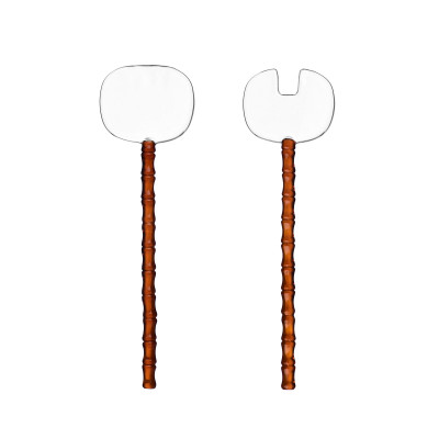 Ichendorf - Modello: Rivoli - Set 2 posate da portata in vetro - Colore: Trasparente/Ambra - SKU: 09313306 - Codice EAN: 8032397066064