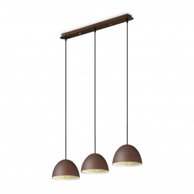  Ideal lux - Folk - Lampada a sospensione con 3 diffusori lineari in metallo dal design moderno - Colore: Caffelatte - 3 Lampadine E27 60W - IP20 - SKU: 174235 