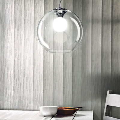  Ideal lux - Nemo - Lampada a sospensione di design in metallo con diffusore in vetro medio - 1 Lampadina E27 42W - IP20 - SKU: 0528M 