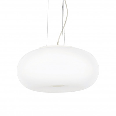  Ideal lux - Ulisse - Lampada a sospensione in metallo e diffusore in vetro acidato grande - Colore: Bianco - 3 Lampadine E27 60W - IP20 - SKU: 098616 