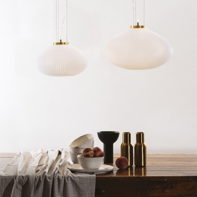  Ideal lux - Plissè - Lampada a sospensione in metallo placato e diffusore in vetro - 1 Lampadina E27 60W - IP20 - SKU: 28518P 