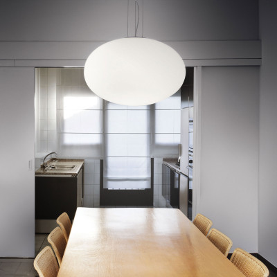  Ideal lux - Candy - Lampada a sospensione moderna con diffusore in vetro ovale acidato grande - Colore: Bianco - 1 Lampadina E27 42W - IP20 - SKU: 086743 