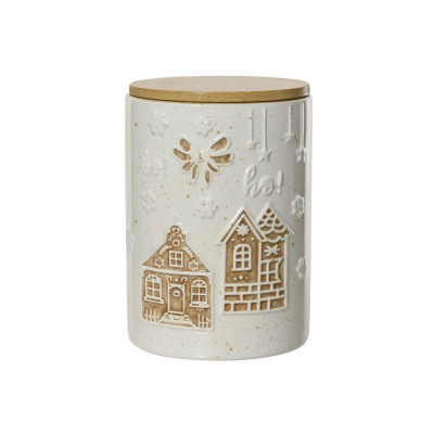  Kaemingk - Contenitore in dolomite con coperchio con decori natalizi - Colore: Panna - SKU: 463366 - Codice EAN: 8720725258877 