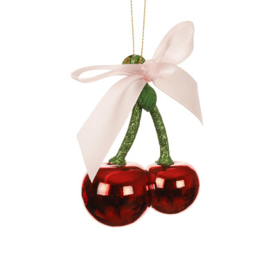  Kaemingk - Decorazione per albero di natale con ciliegie in vetro - Colore: Rosso - SKU: 125526/CILIEGIE 