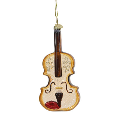  Kaemingk - Decorazione per albero di natale con violino in vetro - Colore: Avorio - SKU: 122261/AVORIO 