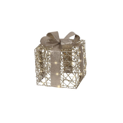  Kaemingk - Decoro natalizio scatola regalo grande in metallo con 30 led - Colore: Oro - SKU: 489652/GRANDE 