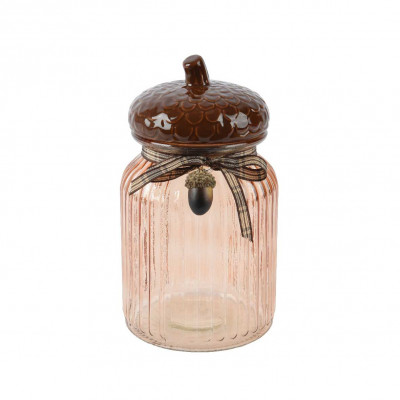  Kaemingk - Giara in vetro con forma di ghianda - Colore: Marrone - SKU: 524116 - Codice EAN: 8720725181526 